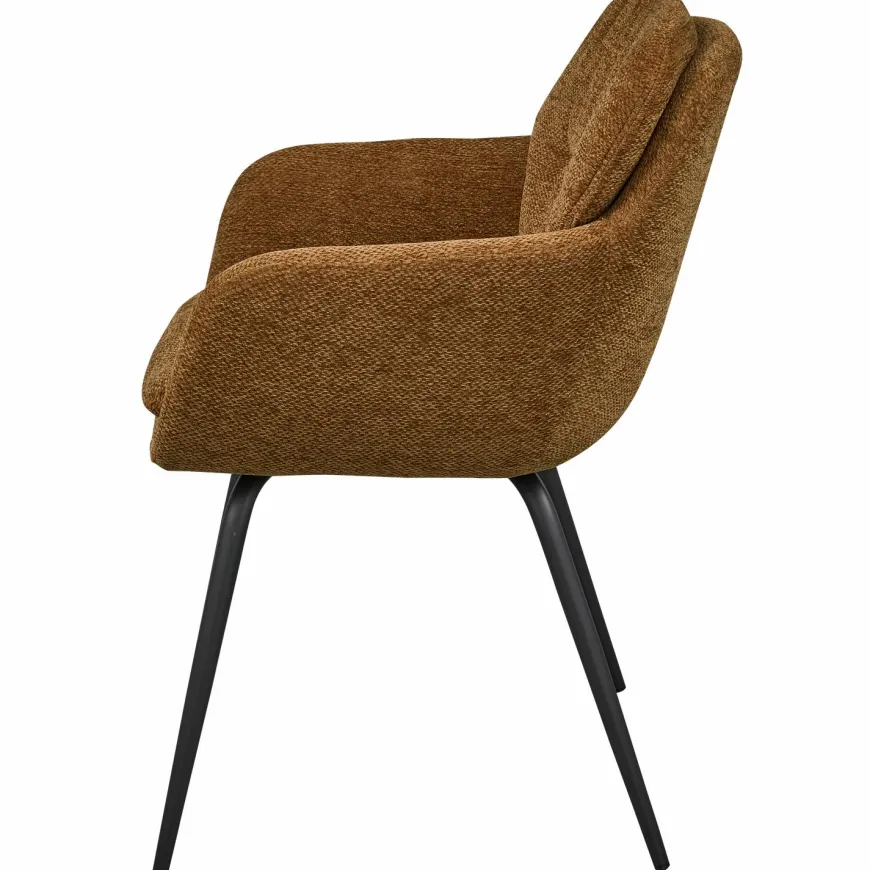 Woood RUNA eetkamerstoel chenille caramel bruin/geel