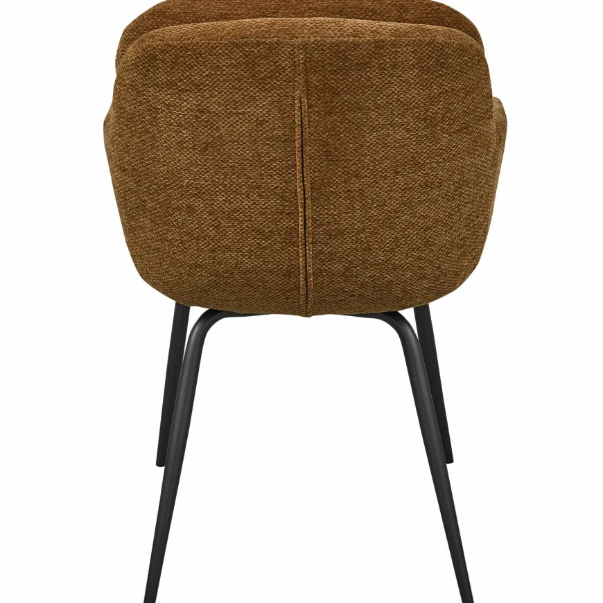Woood RUNA eetkamerstoel chenille caramel bruin/geel