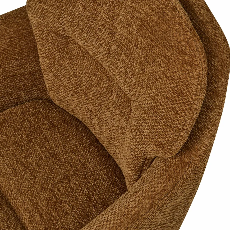 Woood RUNA eetkamerstoel chenille caramel bruin/geel