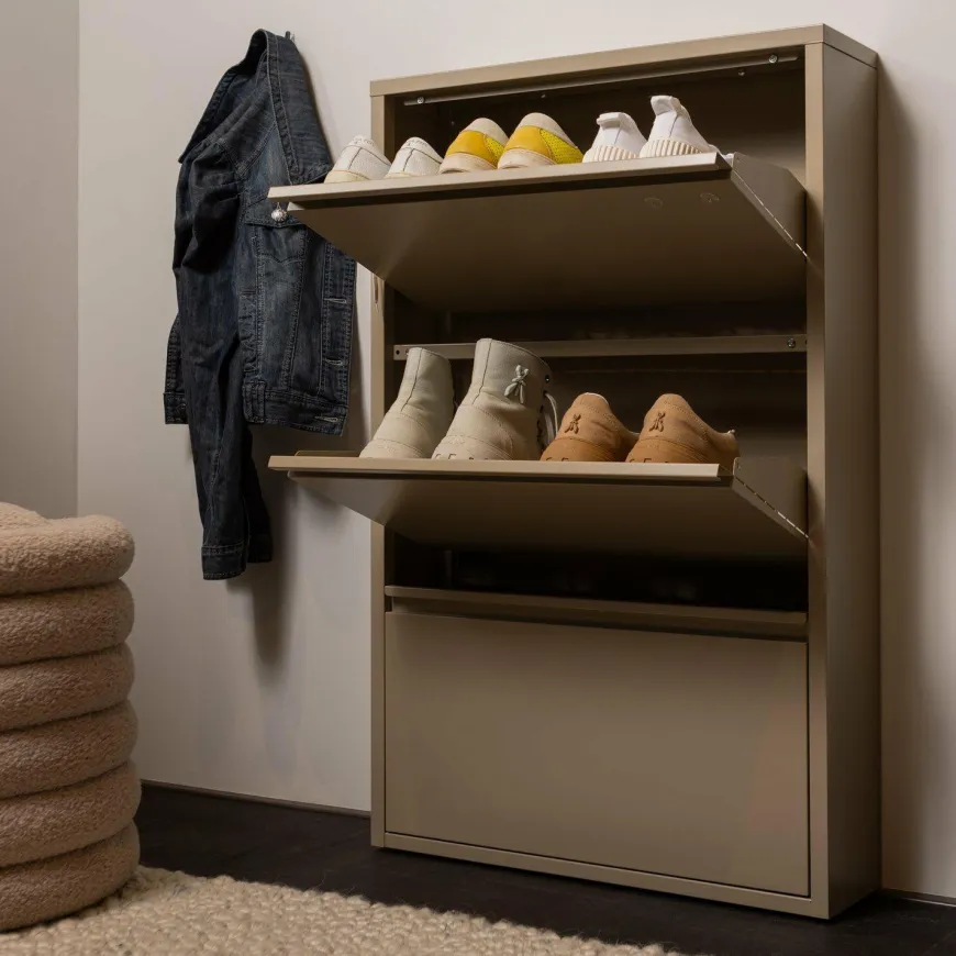 Woood SABINE 3-VAKS schoenenkast metaal zand