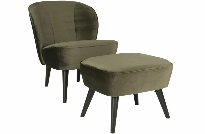 Woood Sara Fauteuil Fluweel Warm Groen