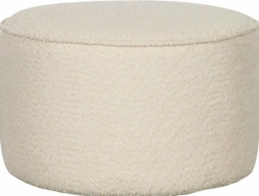 Woood Sara Poef Laag Bouclé Crème 36 x Ø60