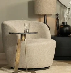 Woood Serra Draaifauteuil Geweven Stof Zand