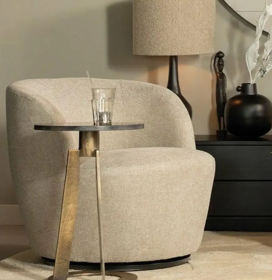 Woood Serra Draaifauteuil Geweven Stof Zand