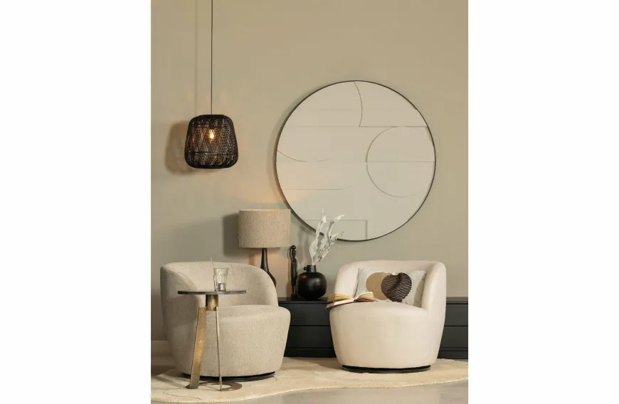Woood Serra Draaifauteuil Geweven Stof Zand