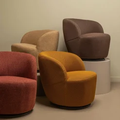 Woood Serra draaifauteuil melange stof curry