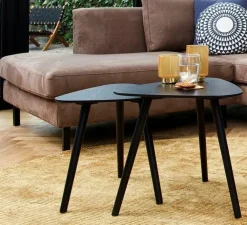 Woood Set van 2 - Nila Bijzettafels Zwart