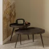 Woood Set van 2 - crude bijzettafels antique bronze