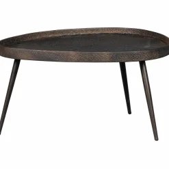 Woood Set van 2 - crude bijzettafels antique bronze