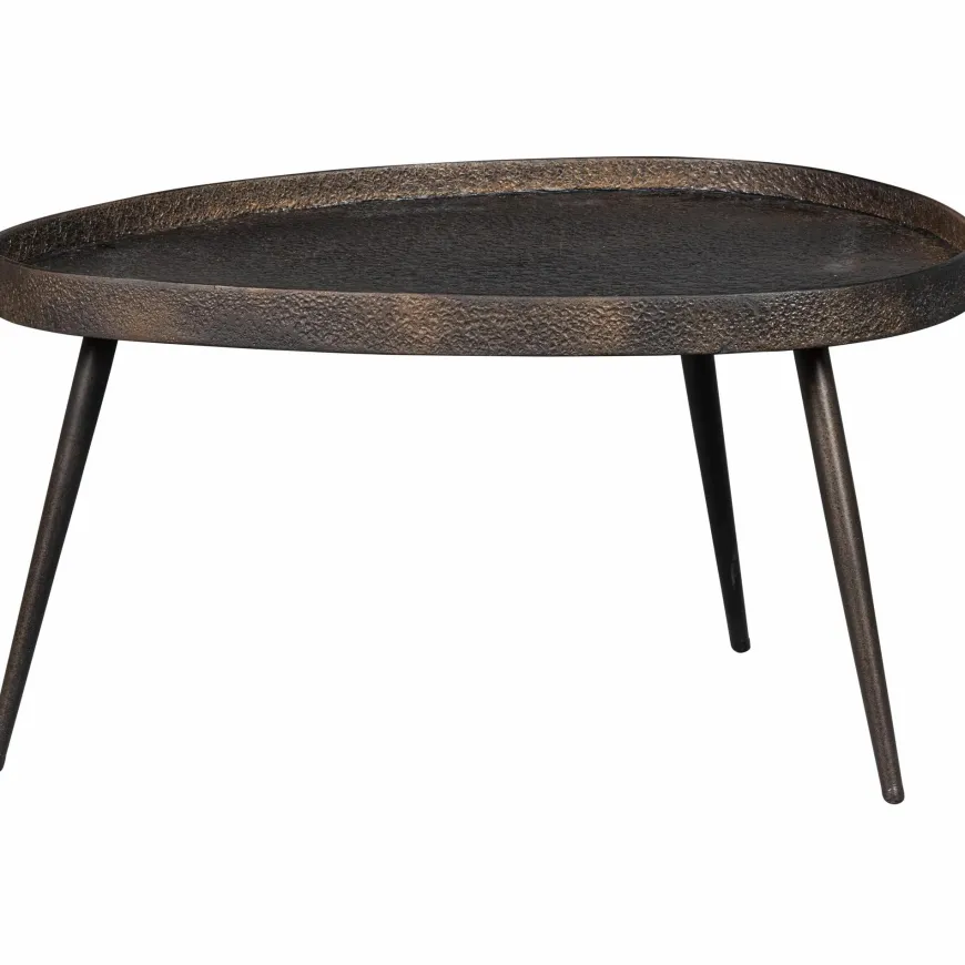 Woood Set van 2 - crude bijzettafels antique bronze