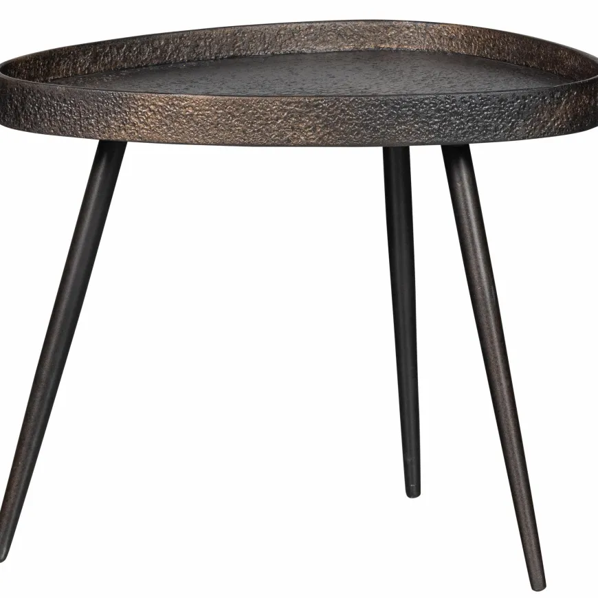 Woood Set van 2 - crude bijzettafels antique bronze
