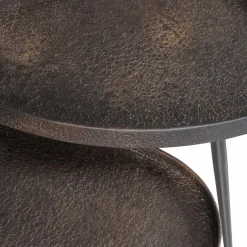 Woood Set van 2 - crude bijzettafels antique bronze