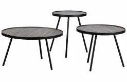 Woood Set van 3 - Lize Bijzettafels Hout/metaal