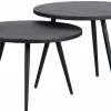 Woood Set van 2 - Suze Bijzettafels Hout/metaal Zwart