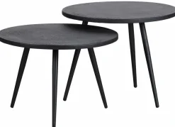Woood Set van 2 - Suze Bijzettafels Hout/metaal Zwart