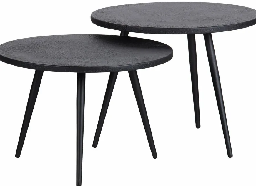 Woood Set van 2 - Suze Bijzettafels Hout/metaal Zwart