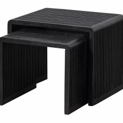 Woood Set van 2 - willa bijzettafels recycled teak zwart