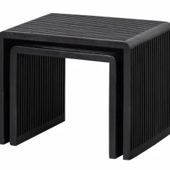Woood Set van 2 - willa bijzettafels recycled teak zwart