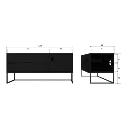 Woood Silas tv meubel 120cm essen blacknight [fsc]