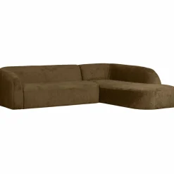 Woood Sloping hoekbank rechts structure velvet brass