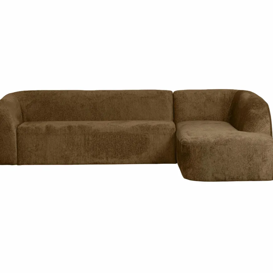 Woood Sloping hoekbank rechts structure velvet brass