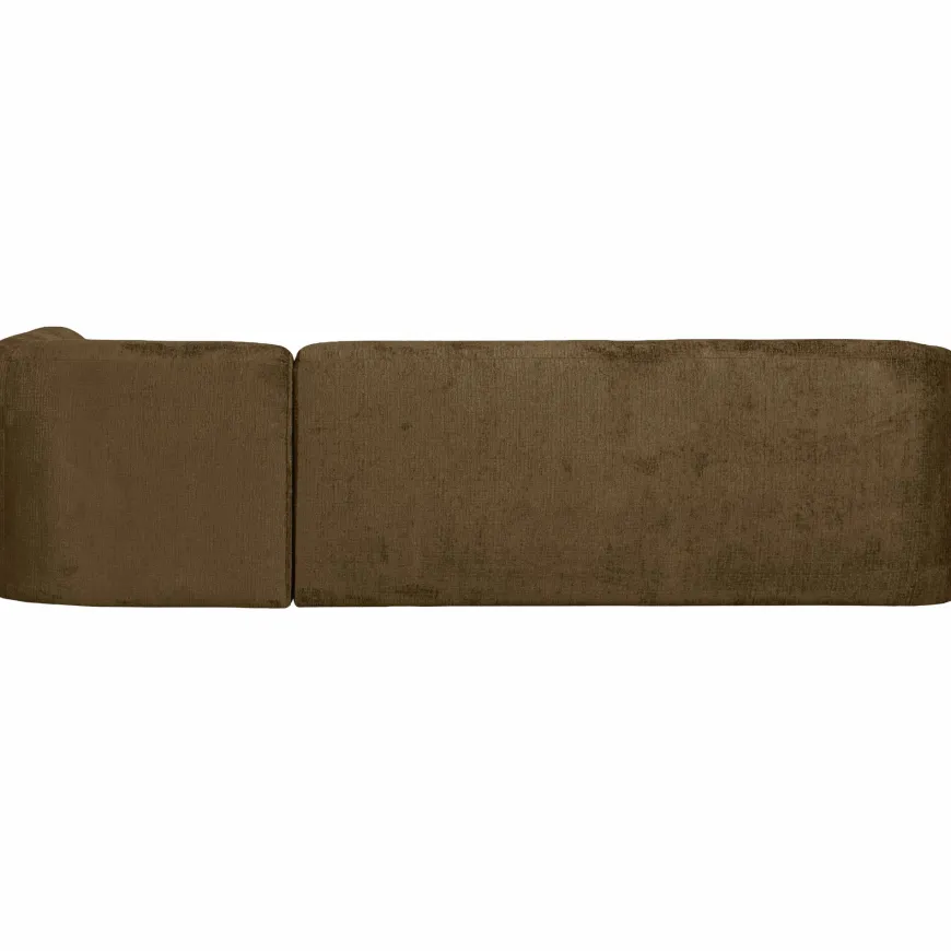 Woood Sloping hoekbank rechts structure velvet brass
