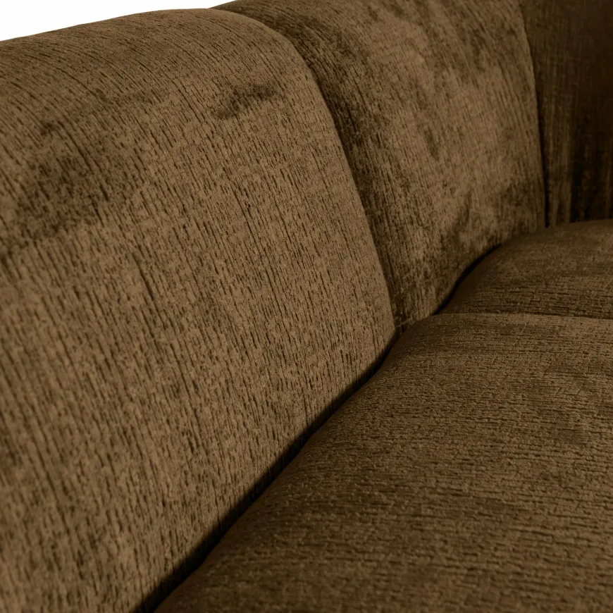 Woood Sloping hoekbank rechts structure velvet brass