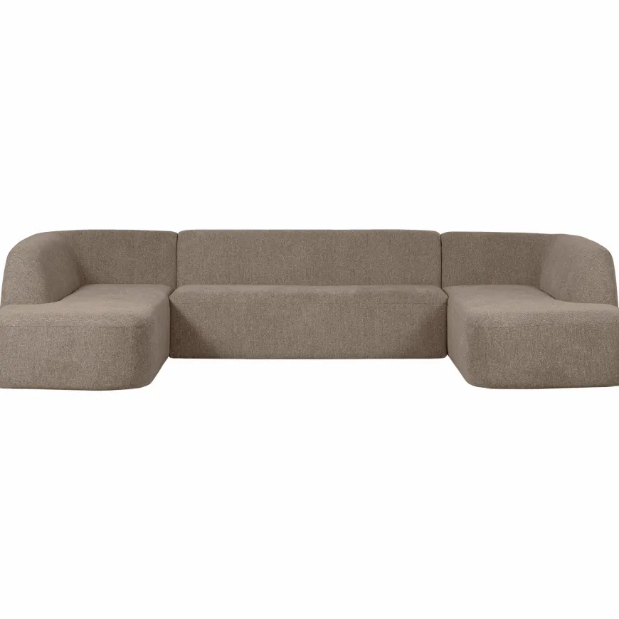 Woood Sloping u-vorm bank lichtbruin melange