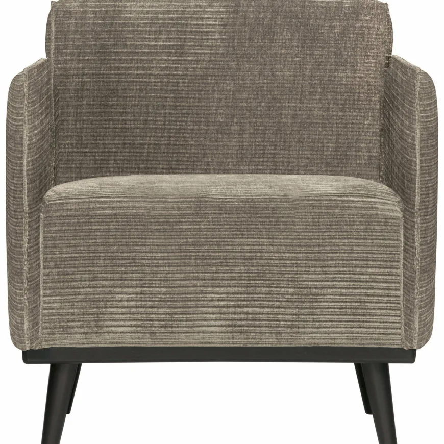 Woood Statement fauteuil met arm brede platte rib clay