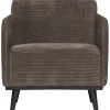 Woood Statement fauteuil met arm brede platte rib taupe