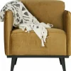 Woood Statement fauteuil met arm fluweel honing geel