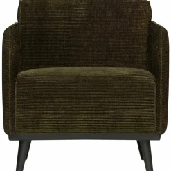 Woood Statement fauteuil met arm brede platte rib warm groen