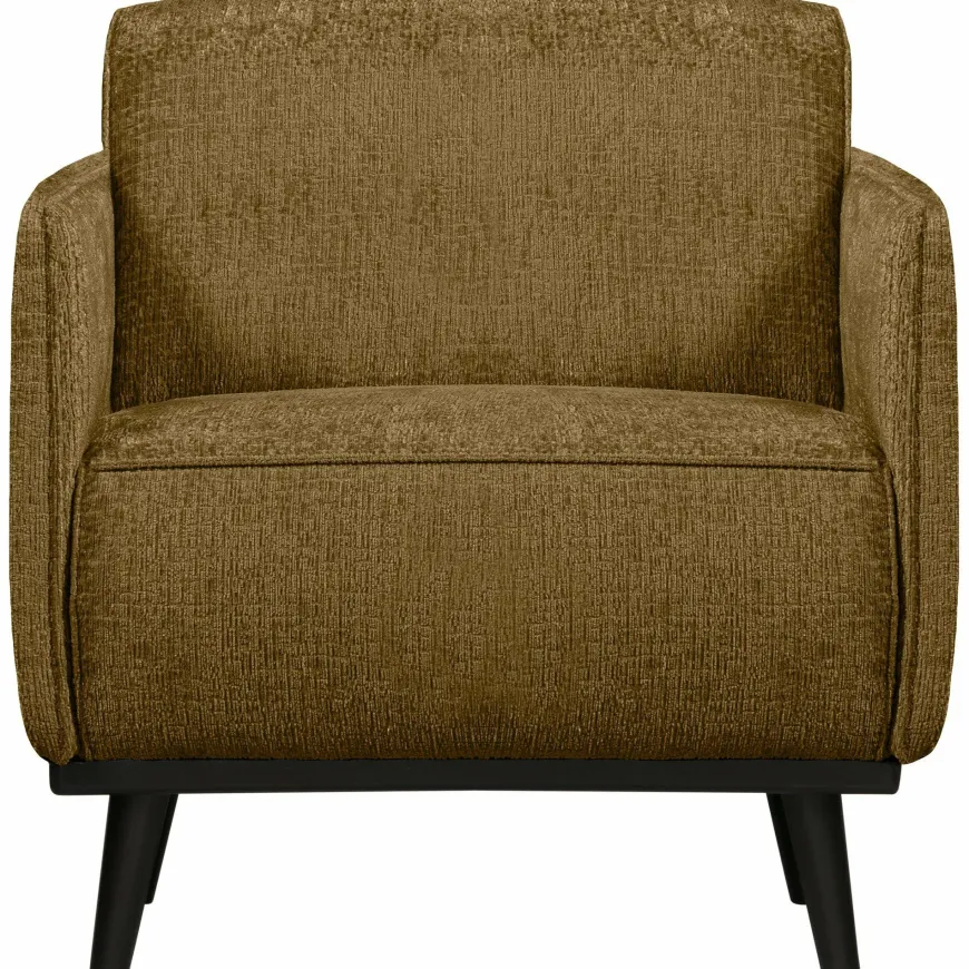 Woood Statement fauteuil met arm structure velvet brass