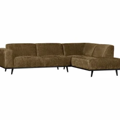 Woood Statement hoekbank rechts structure velvet brass