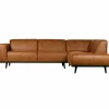 Woood Statement hoekbank rechts lederlook cognac
