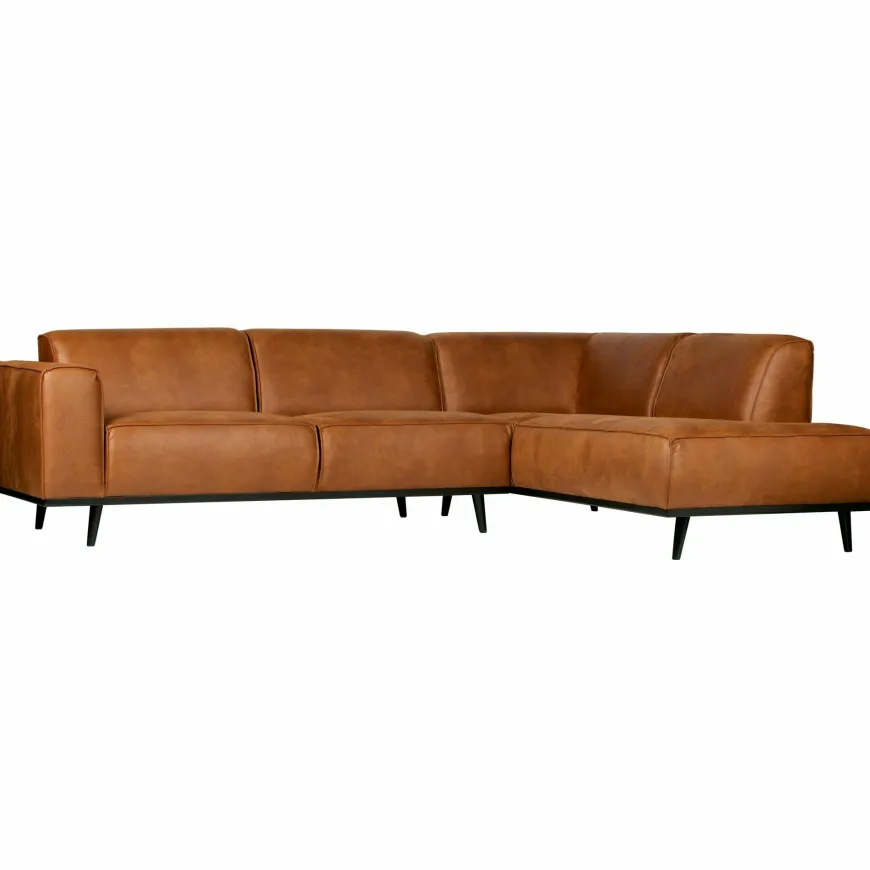 Woood Statement hoekbank rechts lederlook cognac