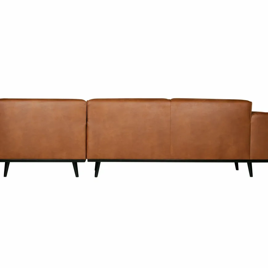 Woood Statement hoekbank rechts lederlook cognac