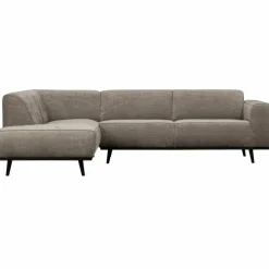 Woood Statement hoekbank links platte brede rib clay