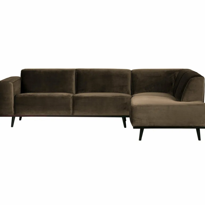 Woood Statement hoekbank rechts fluweel taupe