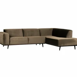 Woood Statement hoekbank rechts fluweel taupe