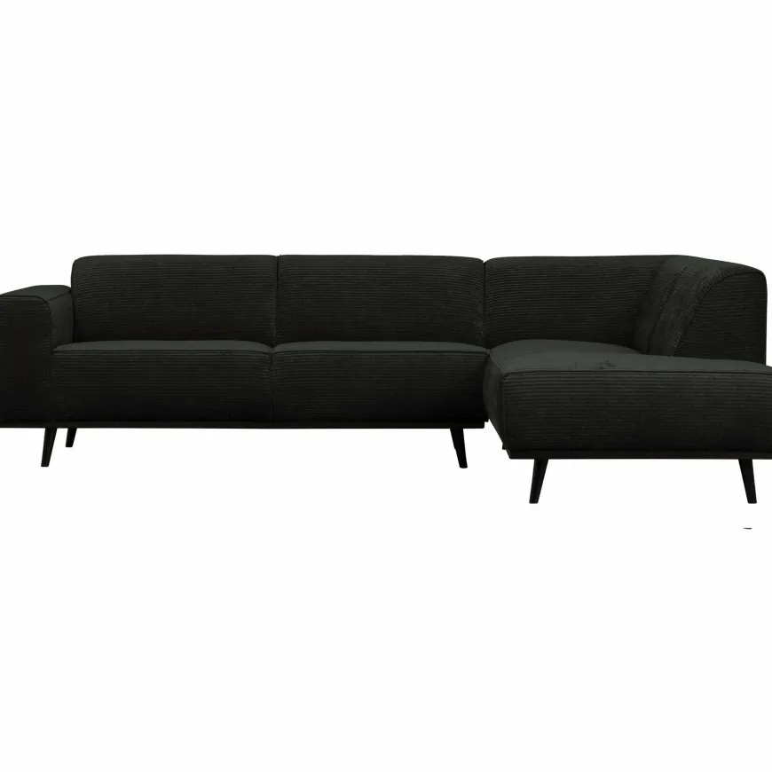 Woood Statement hoekbank rechts platte brede rib graphite