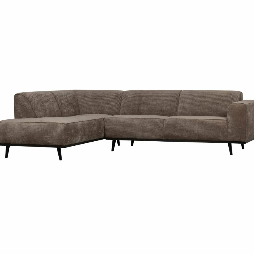 Woood Statement hoekbank links platte brede rib taupe