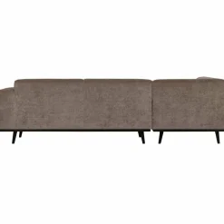 Woood Statement hoekbank links platte brede rib taupe
