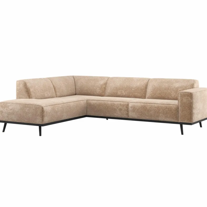 Woood Statement Hoekbank Links Chenille Velvet Perzikroze