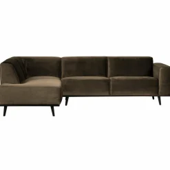 Woood Statement hoekbank links fluweel taupe