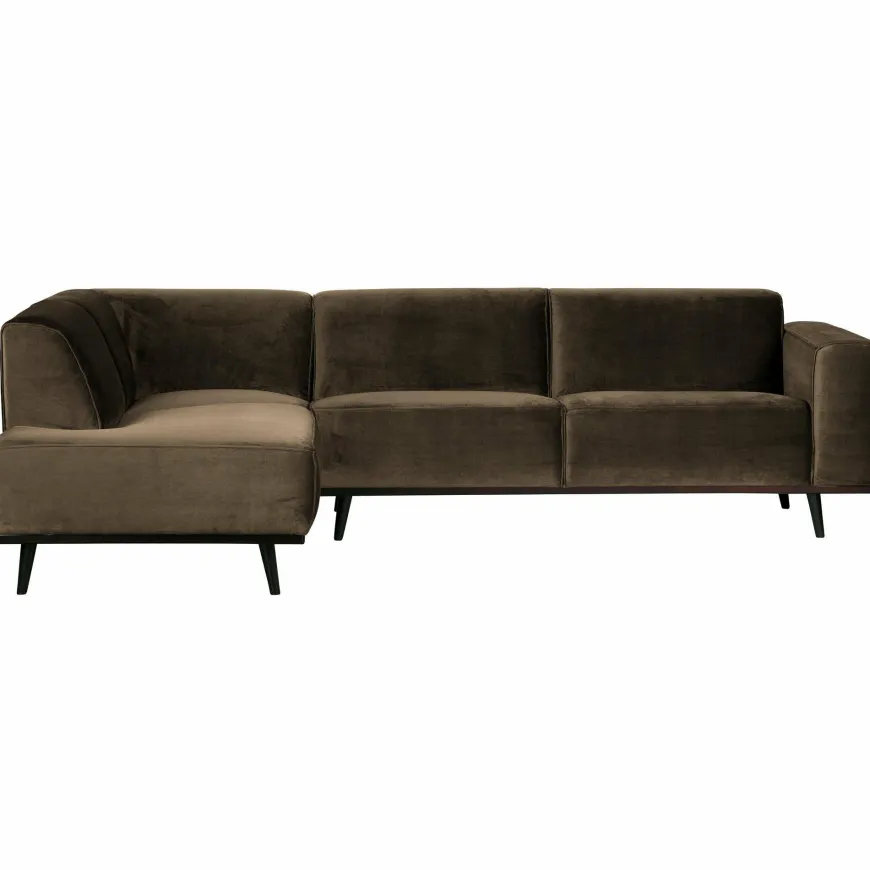 Woood Statement hoekbank links fluweel taupe