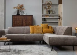 Woood Statement hoekbank rechts platte brede rib taupe