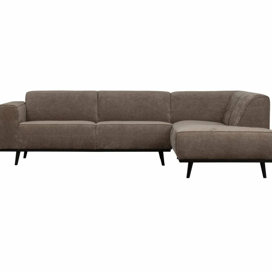 Woood Statement hoekbank rechts platte brede rib taupe