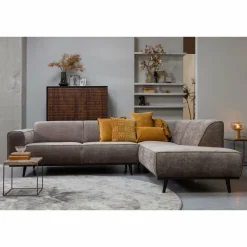 Woood Statement hoekbank rechts platte brede rib taupe