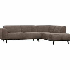 Woood Statement hoekbank rechts platte brede rib taupe